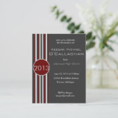 Burgundy Gray Striped Graduparty Invitation Kaart (Staand voorkant)