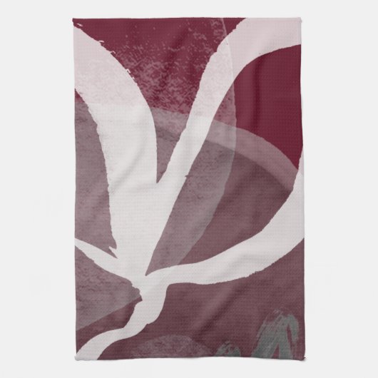 Burgundy Gray & White Abstracte Waterverf Theedoek (Verticaal)