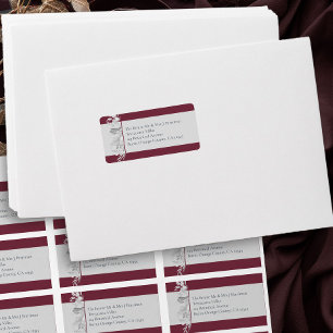 Burgundy Grey Botanique Foliage RSVP Étiquette de