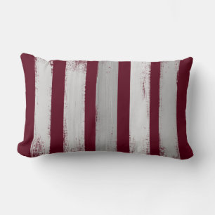 Burgundy & Grey Brush Stroke Stripe Kussen