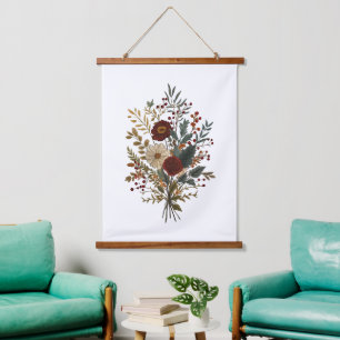 Burgundy groene beige herfst herfst bloemstukken w hangend wandkleed