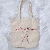 Burgundy Hand Draw Doodle Stripes Wedding Favor  Tote Bag