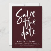 Burgundy Handwrite Calligraphy Save the Date Magnetische Uitnodiging (Voorkant)