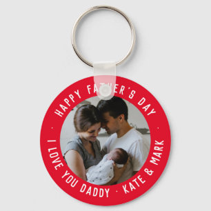 Burgundy Happy Vaderdag Love You Dad Foto Sleutelhanger