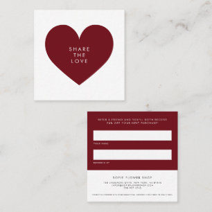 Burgundy Hart Minimalistisch Deel de Liefde Aanbevelingskaartje