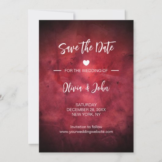 Burgundy Heart-Shaped Photo Save the Date Wedding Kaart (Achterkant)
