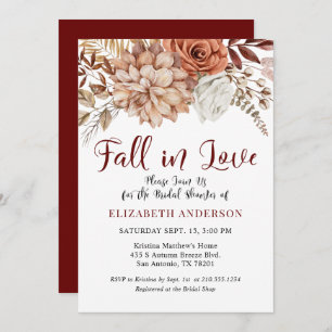 Burgundy Herfst Boho Floral Bridal Shower Kaart