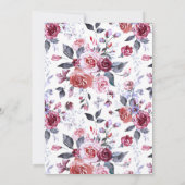 Burgundy Herfst Floral Wedding Kaart (Achterkant)