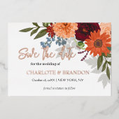 Burgundy Herfst Garden Floral Weddenschap redt dat Folie Uitnodiging (Voorkant)