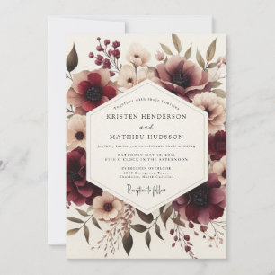 Burgundy Heritage Bruiloft Kaart