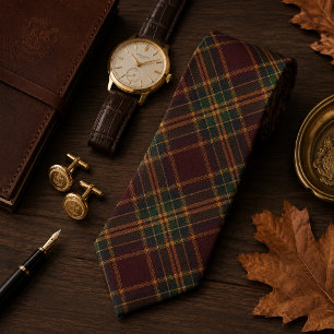 Burgundy Heritage Plaid Old Money Tartan Stropdas