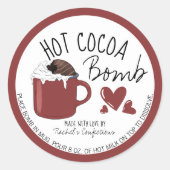 Burgundy Hot Cocoa Bomb Instructions Mok Harten Ronde Sticker (Voorkant)