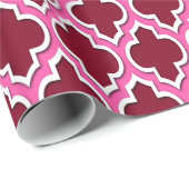 Burgundy Hot Pink White Moroccan #4DS Cadeaupapier (Rol Hoek)