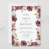 Burgundy Hydrangea Floral Wedding Invitation (Devant)