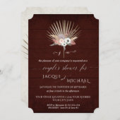 Burgundy in White BOHO Orchid Floral Couples Showe Kaart (Voorkant / Achterkant)