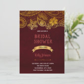 Burgundy india thema uitnodiging (Staand voorkant)