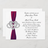 Burgundy Infinity Heart Wedding Invitation Kaart (Voorkant / Achterkant)