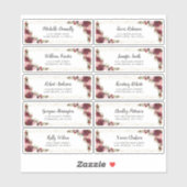 Burgundy Invités Nom et adresse Mariage Étiquette (Feuille)