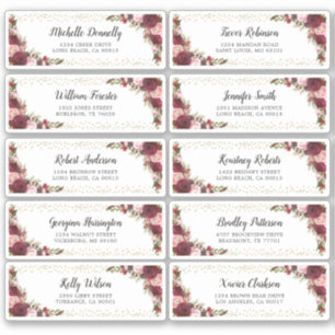 Burgundy Invités Nom et adresse Mariage Étiquette