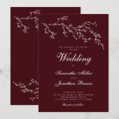 Burgundy & Ivory Botanical Elegant Wedding Kaart (Voorkant / Achterkant)