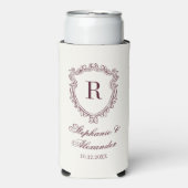 Burgundy & Ivory Monogram Crest Old Money Wedding (Seltzer Voorkant)