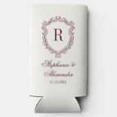 Burgundy & Ivory Monogram Crest Old Money Wedding (Achterkant)