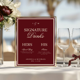 Burgundy & Ivory Old Money Signature Dranken Bord Poster