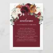 Burgundy Ivory Rust Floral Wedding Order of Event  Programma (Achterkant)