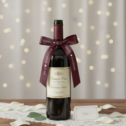 Burgundy & Ivory wedding initial Couple name Lint