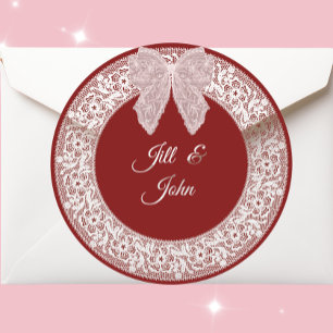 Burgundy Kant Krans Trouw Favor Elegante Sticker