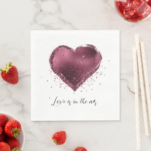 Burgundy Kersen Glitter Glans Hart Liefde  Servet