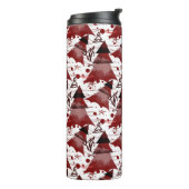 Burgundy-kerstboompatroonmonogrammen Thermosbeker (Gedraaid links)