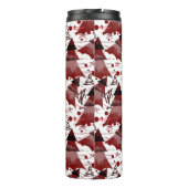 Burgundy-kerstboompatroonmonogrammen Thermosbeker (Achterkant)