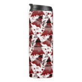 Burgundy-kerstboompatroonmonogrammen Thermosbeker (Geroteerd rechts)