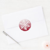 Burgundy kerstsnowflakes ronde sticker (Envelop)