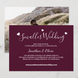 Burgundy Kleinere Trouwfoto Kleiner gemaakte Trouw Aankondiging