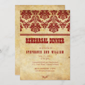 Burgundy  Lace Rehearsal Dinner Kaart (Voorkant / Achterkant)