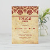 Burgundy Lace Rehearsal Dinner Kaart (Staand voorkant)
