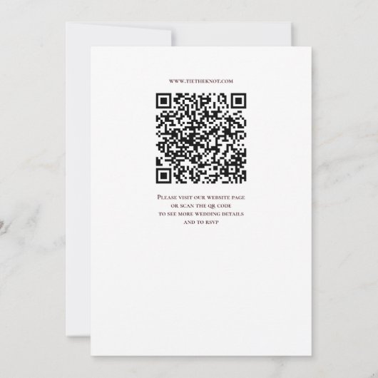 Burgundy Laurel Wedding Invitation QR Code (Dos)