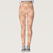 Burgundy Leaf Pattern Leggings (Voorkant)