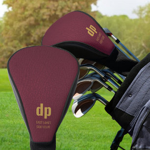 Burgundy Leather Let Monogram Persoonlijke naam Golfheadcover