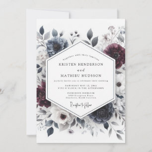 Burgundy & Leiste Ethische Bruidsbloem Kaart