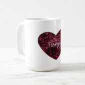 Burgundy Leopard Print Heart Koffiemok (Voorkant links)