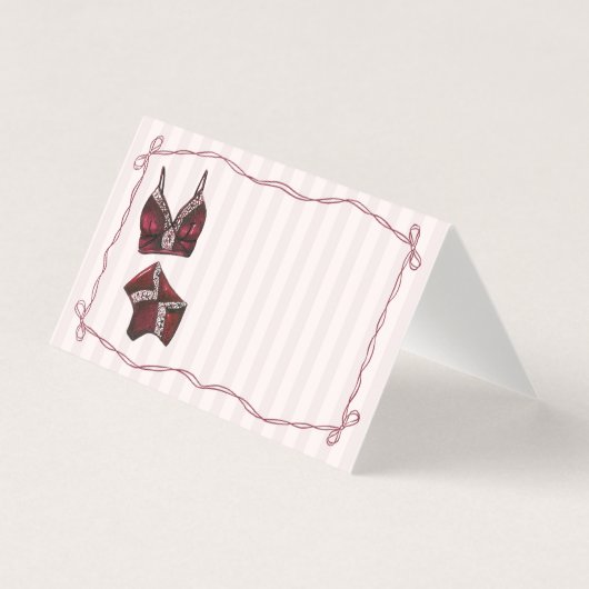 Burgundy Lingerie Shower Place Card Table Decor (Front)