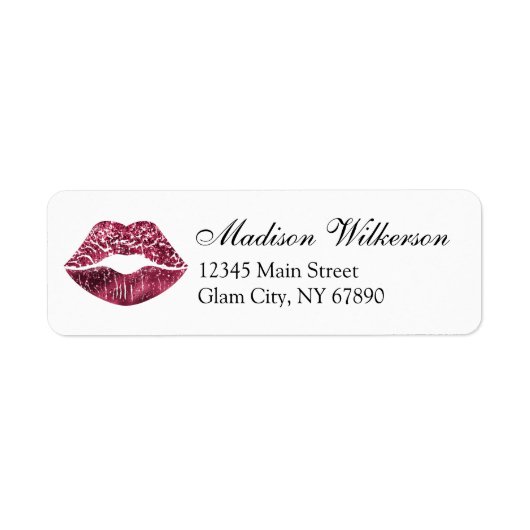 Burgundy Lipstick Makeup Artist Address Label (Voorkant)