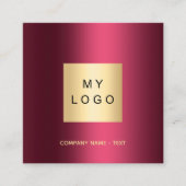 Burgundy logo QR-code elegant Vierkante Visitekaartje (Voorkant)