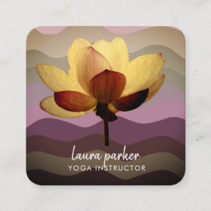 Burgundy Lotus Flower Yoga Instructor Waterverf Vierkante Visitekaartje