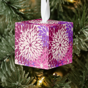 Burgundy Magenta Paarse Peach Dahlia Delight Kubus Ornament