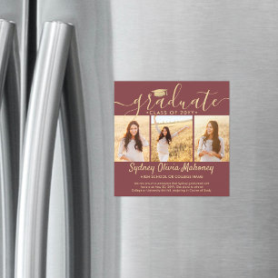 Burgundy magnétique Faire-part photo