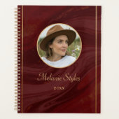 Burgundy Marble Personalized Photo Planner (Voorkant)